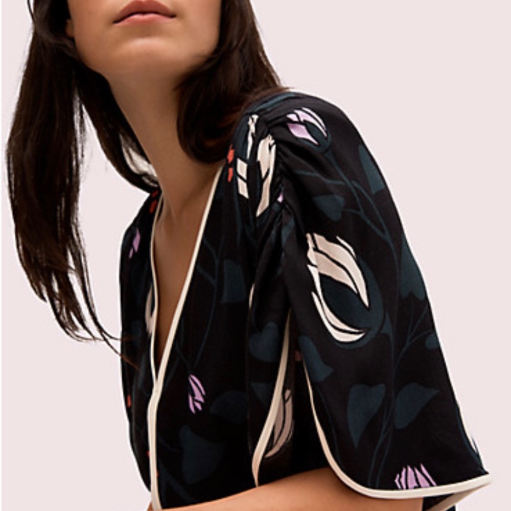 NWT Kate Spade Deco Bloom Crepe Blouse